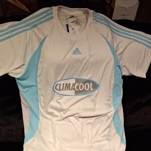 Adidas ClimaCool White and Light Blue Sports Tee